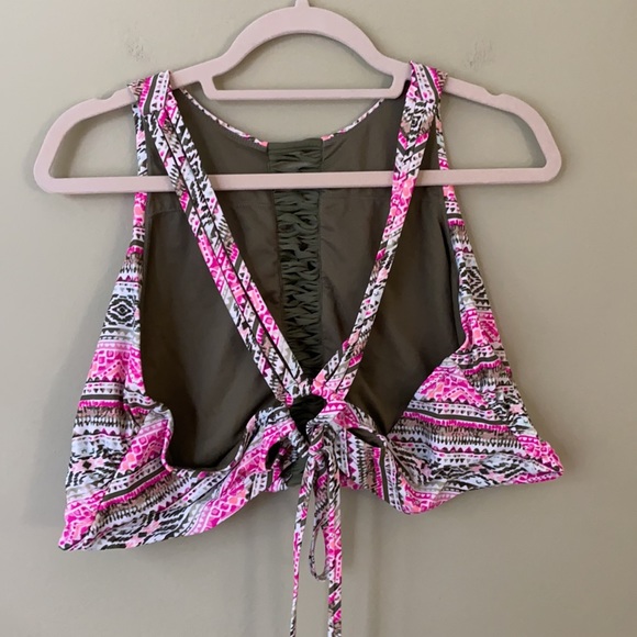 Neon Tribal Print High Neck Halter Bikini Top 3X - Picture 2 of 4